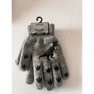 Amity‎ Cold Guard Boys Dinosaur Black & Gray Fashion Knit Gloves 5.5" New